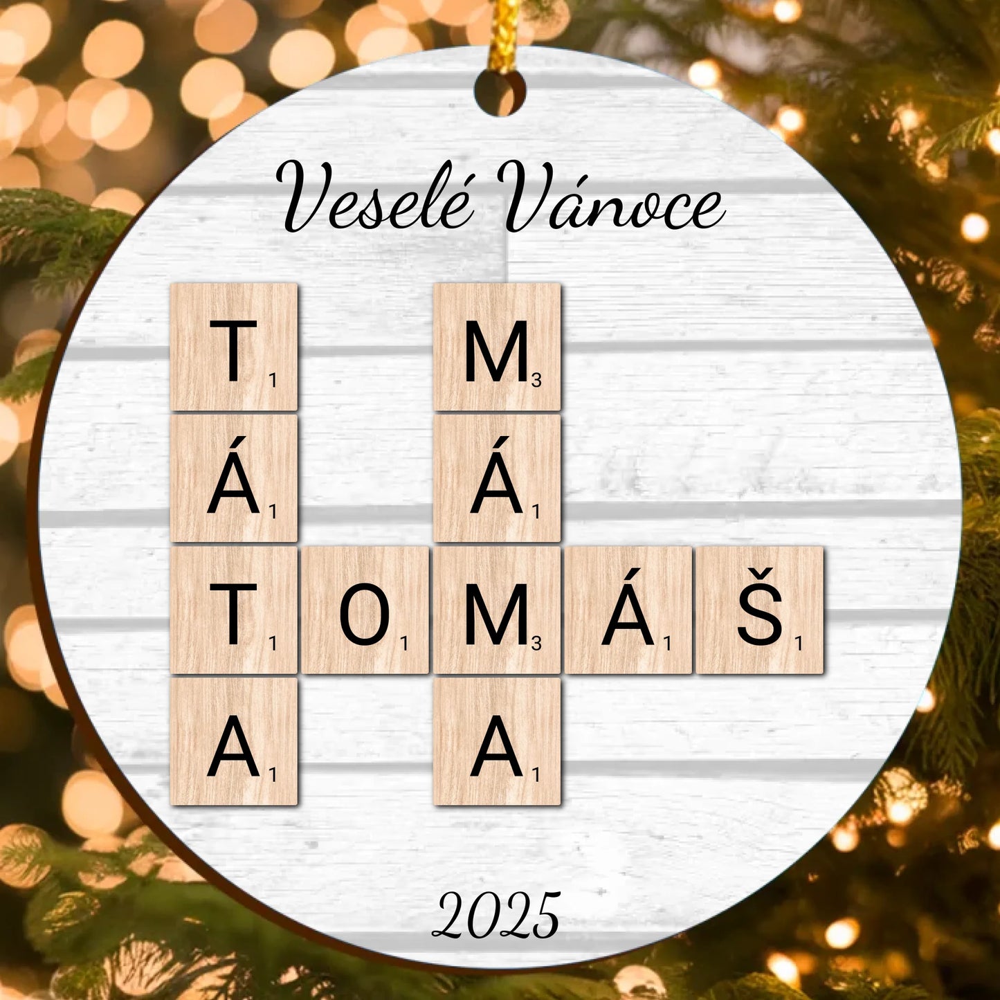 Personalizovaná vánoční dekorace s vlastním textem – slovní skládačka