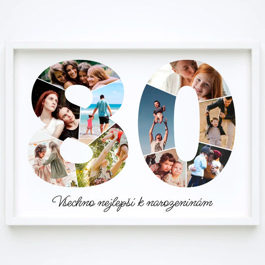 Personalizovaná koláž fotografií k 80. narozeninám – jedinečný dárek (80–89)