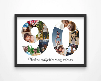 Personalizovaná koláž fotografií k 90. narozeninám – jedinečný dárek (90–99)