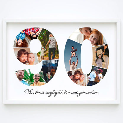Personalizovaná koláž fotografií k 90. narozeninám – jedinečný dárek (90–99)