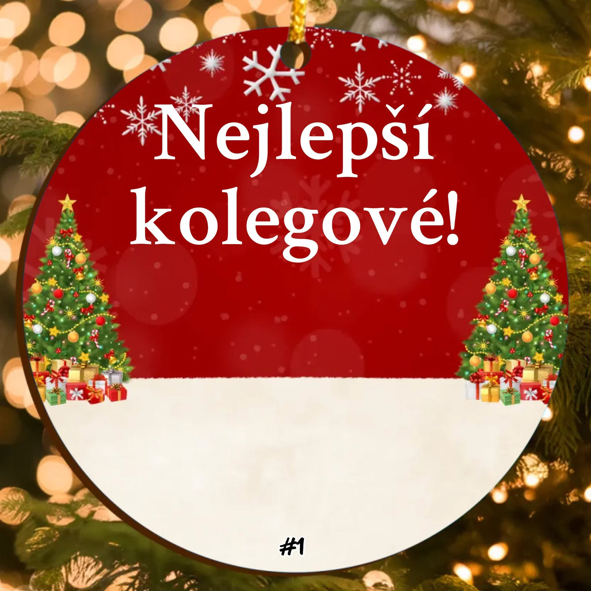 Personalizovaná Vánoční Ozdoba pro Kolegy s Vlastními Postavami a Textem na Míru (až 6 osob)