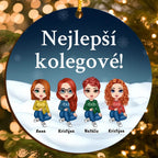 Personalizovaná Vánoční Ozdoba pro Kolegy s Vlastními Postavami a Textem na Míru (až 6 osob)