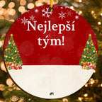 Vánoční Ozdoba pro Tým s Personalizovanými Postavami a Vlastním Textem (až 6 osob)