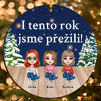 Vánoční Humorná Ozdoba s Vlastními Postavami a Personalizovaným Textem (až 6 osob)