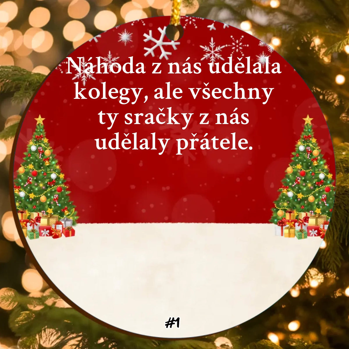 Personalizovaná Vtipná Vánoční Ozdoba s Upravitelným Textem a Vlastními Postavami (až 6 osob)