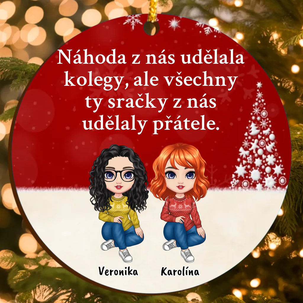 Personalizovaná Vtipná Vánoční Ozdoba s Upravitelným Textem a Vlastními Postavami (až 6 osob)
