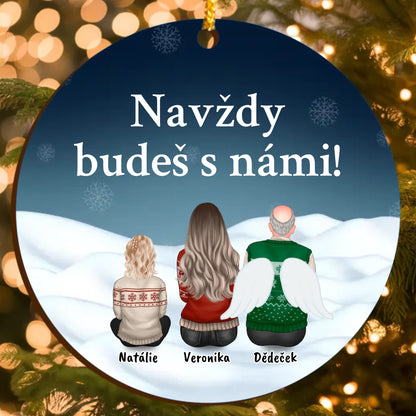 Vánoční Pamětní Ozdoba s Personalizovanými Postavami a Upravitelným Textem (až 6 osob)
