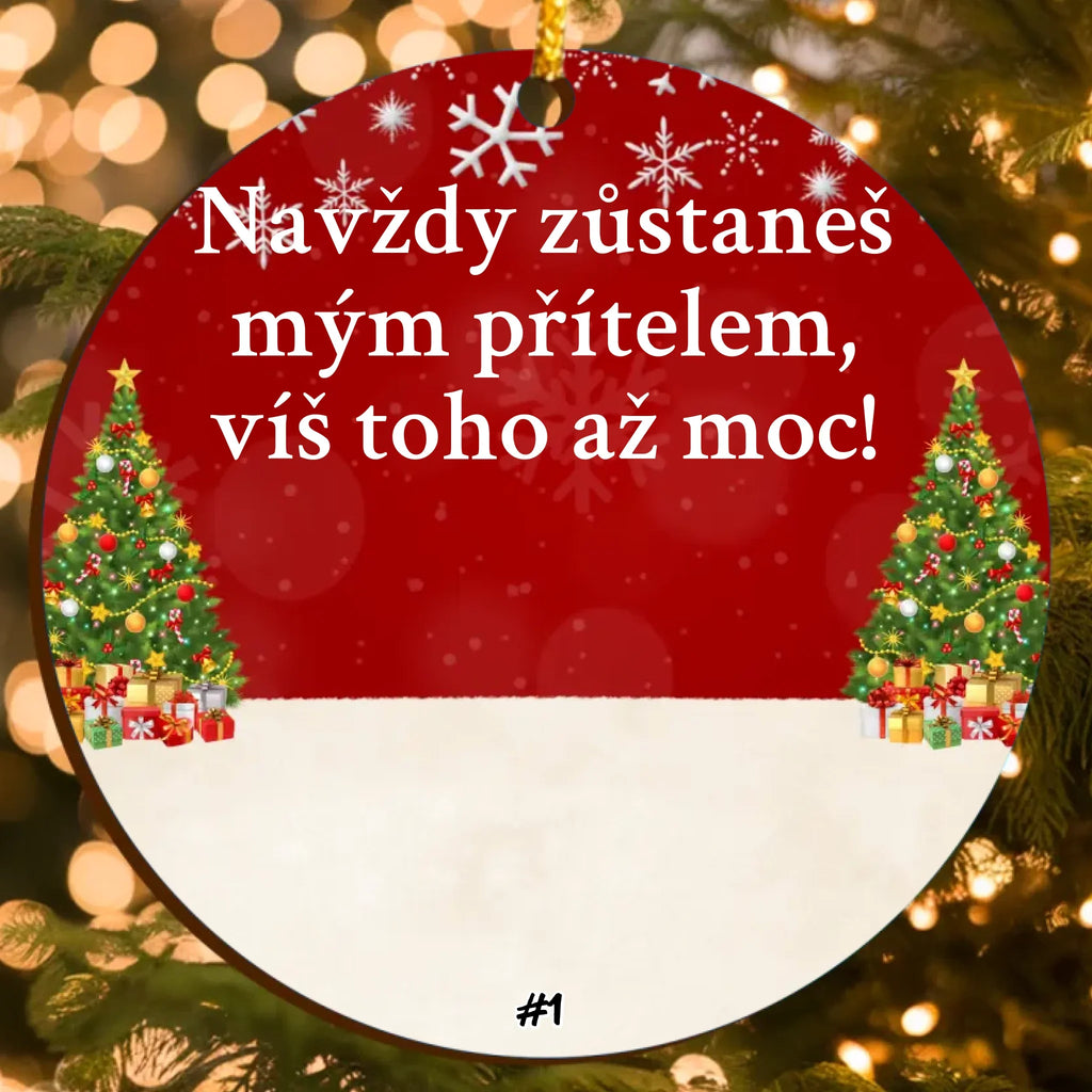 Vánoční Ozdoba pro Nejlepší Přátele s Vlastními Postavami a Personalizovaným Textem (až 6 osob)