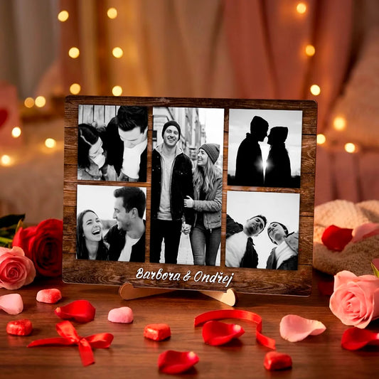 Personalizovaná stolní dekorace s fotokoláží a vlastním textem